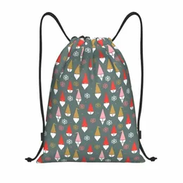 Scandinavian Santa Gnome DrawString Bag Men Kvinnor Fällbar Gym Sports Sackpack Training Storage Ryggsäckar V446#