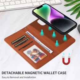 Betopnice 2 w 1 odpinany portfel magnetyczny obudowa na iPhone 15 Pro Max 12 13 Mini 14 Plus Magnet Clap Folio Flip Case