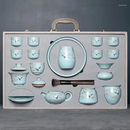 Teegeschirr Sets Porzellan Gaiwan Reise Chinesischen Tee-Set Service Luxus Zubehör Topf Tassen Infuser Wasserkocher Küche YX50TS