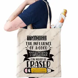 Süper öğretmen tote çanta, gündelik tuval dükkan çantası seyahat depolama çantası çanta, öğretmen hediye tuval çantası katlanabilir dükkan y59y#