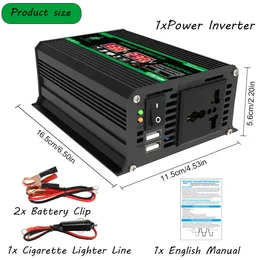 4000/3000W 자동차 전원 인버터 DC 12V ~ AC 220V 110V 차량 스마트 인버터 듀얼 USB LED 디지털 디스플레이 자동차 전압 변압기