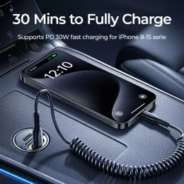 Joyroom Mini 30W PD QC Pull Ring Ring Caricamento a caricamento rapido Dual Ports USB C Caricatore per telefono Accessori per auto per iPhone per iPhone