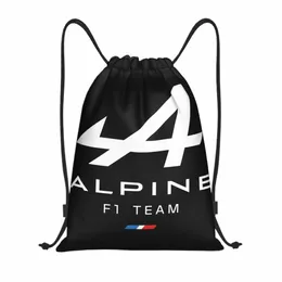 Alpine F1 Team Logo Kordelzug Rucksack Sport Gym Tasche String Sackpack für Training c94N #