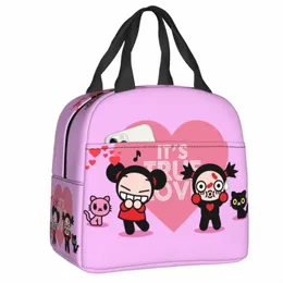 carto Anime Pucca Lunch Bag Mulheres Cooler Quente Lancheira Isolada Térmica para Trabalho Escola Escritório Picnic Food Tote Bags 60WY #