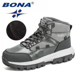 Boots Bona 2020 New Designers Hiking Shoes Nonslip Outdoor Sneakers Men Plush Warm Snow Boots Man Wearresistant Trekking Footwear