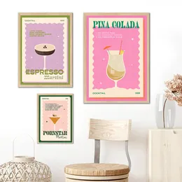 Cocktail Mojito Juice Drinks Bar Vintage Wall Art Canvas Painting Nordic Posters And Prints Wall Pictures For Living Room Decor