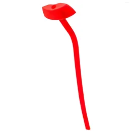 Drinking Straws Flute Straw Flexible Reusable Silicone Lip Shape Detachable Red Engaging Lips Horizontally For Cold Beverages