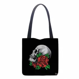 Frauen Schulter Schädel Toten Handtasche Rose Gothic Damen Casual Einkaufstasche Große Kapazität Wiederverwendbare Shop Tasche Einfache Student Tasche u9lA #