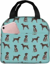 Немецкая короткошерстная пойнтер Собака Домашние животные Собака Ланч-бокс Многоразовая сумка для ланча Большая сумка Изолированная сумка для ланча Коробка для подарков для камеры 73ZF #