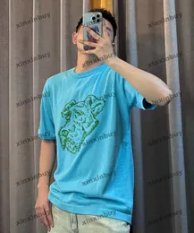 Xinxinbuy Men Designer Tee T Shirt 2024 Włochy Spring Knit Shirt Dog Jacquard Letter Jacquard Bawełna Kobiety Kobiety szary czarny morel S-xl