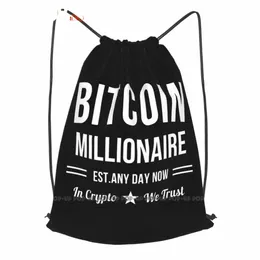 Bitcoin Milliaire EST Any Day Mom in Crypto We Trust Drawstring Backpack Gym Sports Bag I4GB＃