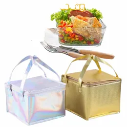 Big Square Lodowe pudełko do przechowywania schłodzone zamek błyskawiczne pudełka zewnętrzne aluminium folia termiczna/chłodnica izolowana żywność torba piknikowa A7VW#
