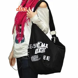 Yogodlns Brief Dekore Leinwand Umhängetasche Für Frauen Große Kapazität Einkaufstasche Student Bookbags Reise Duffle Bag Shop Totes B9MA #