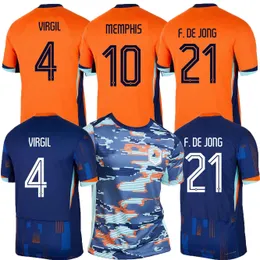 2024 Holandia Memphis Soccer Jersey Holland Jong Virgil Dumfries Bergvijn Klaassen Blind de Ligt Men Kit 2025 Dutch Pre Match Training Football Shirt
