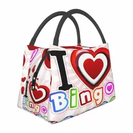 Eu amo bingo jogo isolado almoço sacos para escritório escolar impermeável refrigerador térmico lancheira mulheres lancheira M7Jb #