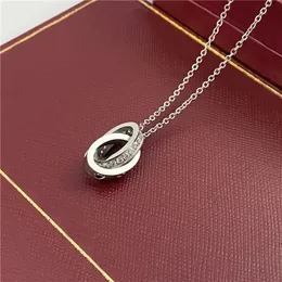 Ladies Naszyjnik miłosny biżuteria 18K Gold Stated Titanium Steel Wiselant podwójna pierścień stal nierdzewna biżuteria moda owalny pierścień