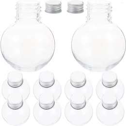 Vaser 10 datorer Transparent sfärisk flaska Chrismas Tree Clear Plastic Bottles Yoghurt Holiday In Water Pet With Lids