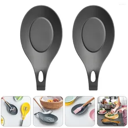 Dinnerware Sets 2 Pcs Silicone Spoon Mat Rests Utensils Storage Rack Soup Ladle Stand Tableware Silica Gel Kitchen Holders