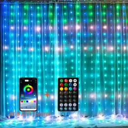 RGB LED -String USB App Dreaming Flash Vorhang Girlande Lichter für Home Party Festival Festival Schlafzimmer Neujahrsdekoration