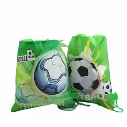 1pc fotbollstema ryggsäck Happy Birthday Party N-Woven Tyger Soccer Ball DrawString Beam Mouth Gifts Bag Party Supplies C6EV#