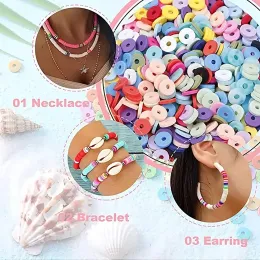 3600pcs Polymer -Tonperlen Set 6 mm Regenbogenfarbe Flat -Chip -Perle für Boho -Armband Halskette Erstellen Buchstaben Perlenzubehör Kit DIY