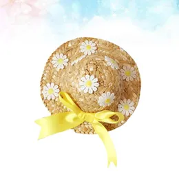 Cão vestuário chapéu sombrero sun cap floral chihuahua com arco ajustável cinta de queixo verão artesanal tecido para pequeno