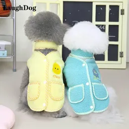 Hundkläder söta kläder med halsduk höst vinter husdjur väst kappa korall fleece för små hundar kläder tecknad varm sammet teddy boomei