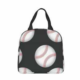 Baseball-Muster Isolierte Mittagessen Taschen Kühltasche Mahlzeit Ctainer Sport Liebhaber Auslaufsichere Tote Lunch Box Bento Beutel Strand Picknick u2ZZ #