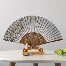 Estatuetas decorativas verão ventilador de seda abanicos para boda presente de bambu portátil mão 21cm clássico festa dança fãs ventilateur hanfu