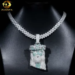 Designer de jóias venda quente hip hop rapper 925 prata esterlina personalizado mix azul verde moissanite jesus pedaço pingente