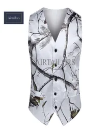 2018 White Camo Men Vest Comouflage Mens Suit Vest Slim Groom Vests Realtree Camo 외곽 봄 가을 여름 웨딩 조끼 Men3027583