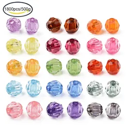 500g Transparent Acrylic Beads Faceted Round Cerise 8mm Hole 15mm about 1800PCS500g 240315