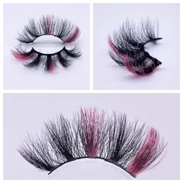 False Eyelashes 2 Pair Fluffy 25MM Faux Mink Colored Lashes Bulk Wholesale Pink Supplies Makeup Tools