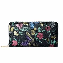 women's wallet Retro knurling Rose fr pattern lg leather female wallet purse wristlet women phe bag sac femme c3Ua#