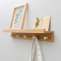 Bambu flytande väggmonterad rack kappkrok rack handduk hängare hållare europeisk stil klänning krok krok vägg dörr hatt hängare