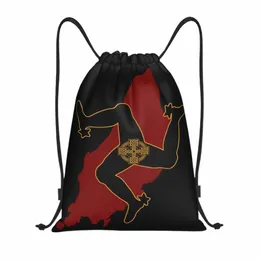 isle Of Man Flag Drawstring Bag Women Men Foldable Gym Sports Sackpack Motor TT Racing Training Storage Backpacks s7fq#