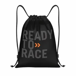 custom Ready To Race Drawstring Bag Women Men Lightweight Motorcycle Rider Racing Sport Sports Gym Storage Backpack 468g#