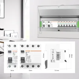 ETEK Type A RCD RCCB Electromechanic Residual Current Circuit Breaker 30ma 2 Pole10KA 3P+N 4P 40A DC 230V EKL6-100H