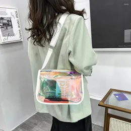숄더백 PVC 여성용 투명 지퍼 가방 세련된 숙녀 클리어 작은 스트리트웨어 야외 여행