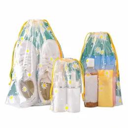 PE Frosted Kunststoff Verpackung Tasche Daisy Transparent Kordelzug Lagerung Tasche Bündel Taschen Handtücher Unterwäsche Socke Kleidung Geschenke Tasche Z0J0 #