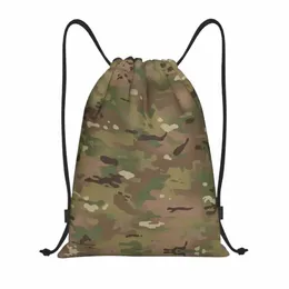 Militar Camoue Padrão Cordão Mochila Sports Gym Bag para Homens Mulheres Exército Tactical Camo Shop Sackpack N0dG #