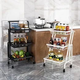 Carrello mobile portatile per riporre la cucina con ruote Scaffale pieghevole parallelo dal pavimento al soffitto Soggiorno