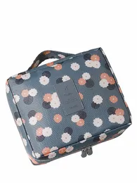 1pcs Multifunctial Make up Bag Floral Print Letter Patch Decor Toiletry Travel Bag Portable Cosmetic bag Waterproof W D0xb#