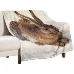 Blankets - YOUNG HARE Antique Animal Drawings Throw Blanket Plaid Heavy Decorative Loose Retro