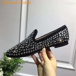 Scarpe casual Chentel Noble scamosciata Diamond Men Party Appartamenti di alta qualità Crystal Banque Colore nero Grandi dimensioni