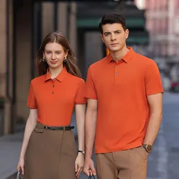 夏の新しいポロシャツグループ男性と女性のカップル用のラペルカラー衣類付きシングルショートスリーブTシャツ