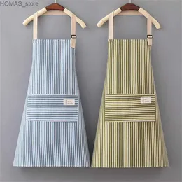 Aprons 1 piece of high-quality cotton and linen apron popular for home kitchen cooking restaurant special cleaning mens and womens clothing style Y240401