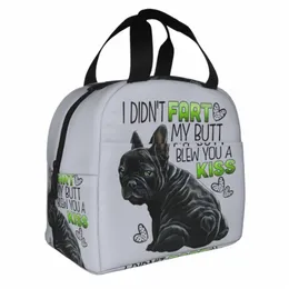 Borsa per il pranzo isolata Bulldog francese Resuable Dispositivo di raffreddamento termico per alimenti Frenchie Dog Print Lunch Box per le donne Borse da picnic da lavoro X1Te #