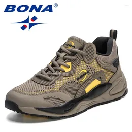 Casual Shoes Bona 2024 Walking Sports Sneakers Athletic Trainers Designers Action Mesh Jogging Män Betvitande löpning