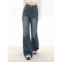 Kvinnors jeans wcfcx studio höst kvinnor denim byxor vintage raka byxor mode kvinnlig solid färg lös casual bred ben